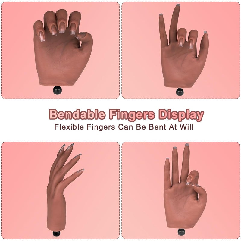 imene Practice Hand for Acrylic Nails，Nail Practice Hand with Stand Bracket, Flexible Bendable Silicone Nail Practice Fake Hand, Nail Training Mannequin Hand for Acrylic Nails for Beginners, Nail Tech - Image 3
